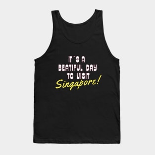 Singapore. White text. Gift ideas for the travel enthusiast. Tank Top